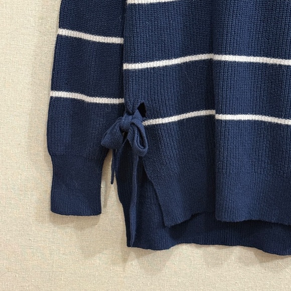 Rebecca Taylor Striped Mock Side Ties Turtleneck Sweater Medium - Picture 2 of 8